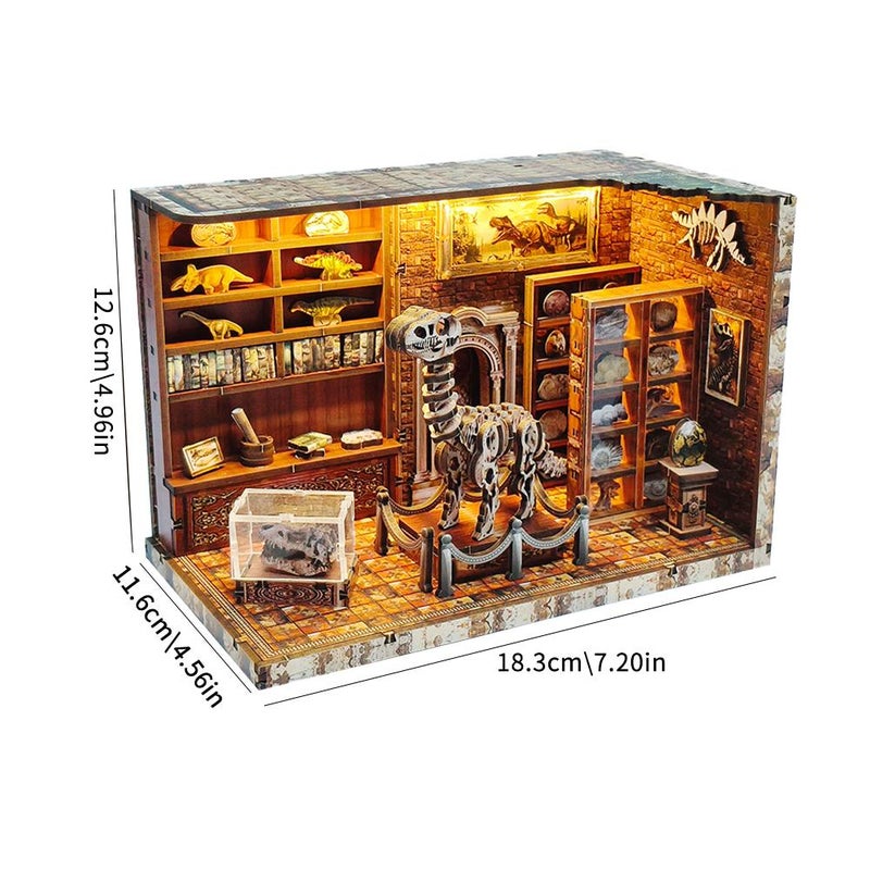 DIY Miniature Dinosaur Puzzle Kit, 3D Wooden Puzzles for Adults, DIY Miniature Dollhouse Booknook Kits for Adults and Teens, Prehistoric World Diorama, Built-in LED Model Kit Hobby Gifts - Image 4
